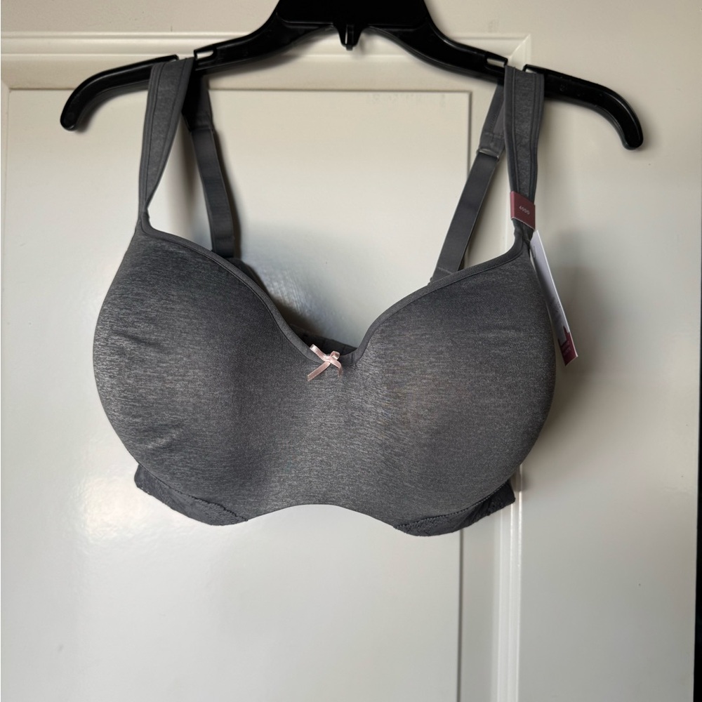 Cacique Lightly Lined Balconette Gray Bra, 40DD, NWT